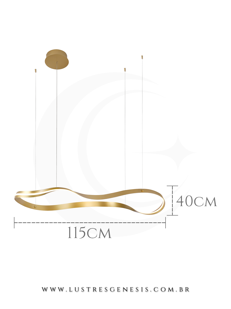 Lustre Pendente de LED Moderno 115cm Dourado Lustres Genesis loja online de Lustres e Iluminação Decorativa